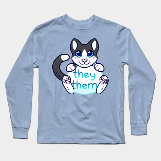 Kitty Pronouns - They/Them Long Sleeve T-Shirt by leashonlife